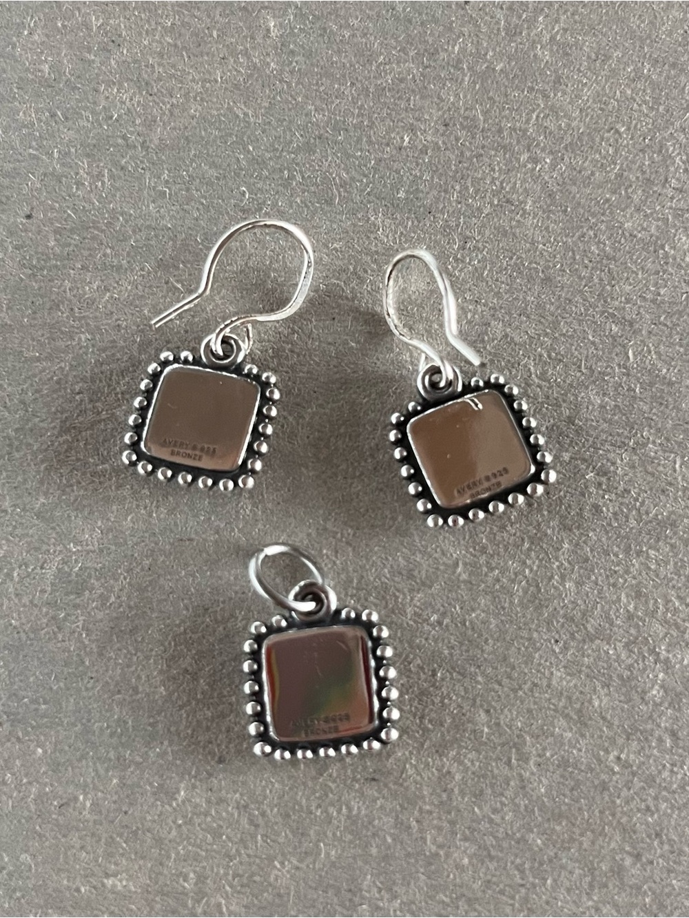 Retired James Avery Radiant Heart Silver Bronze Charm Earrings Pendant - Picture 2 of 3